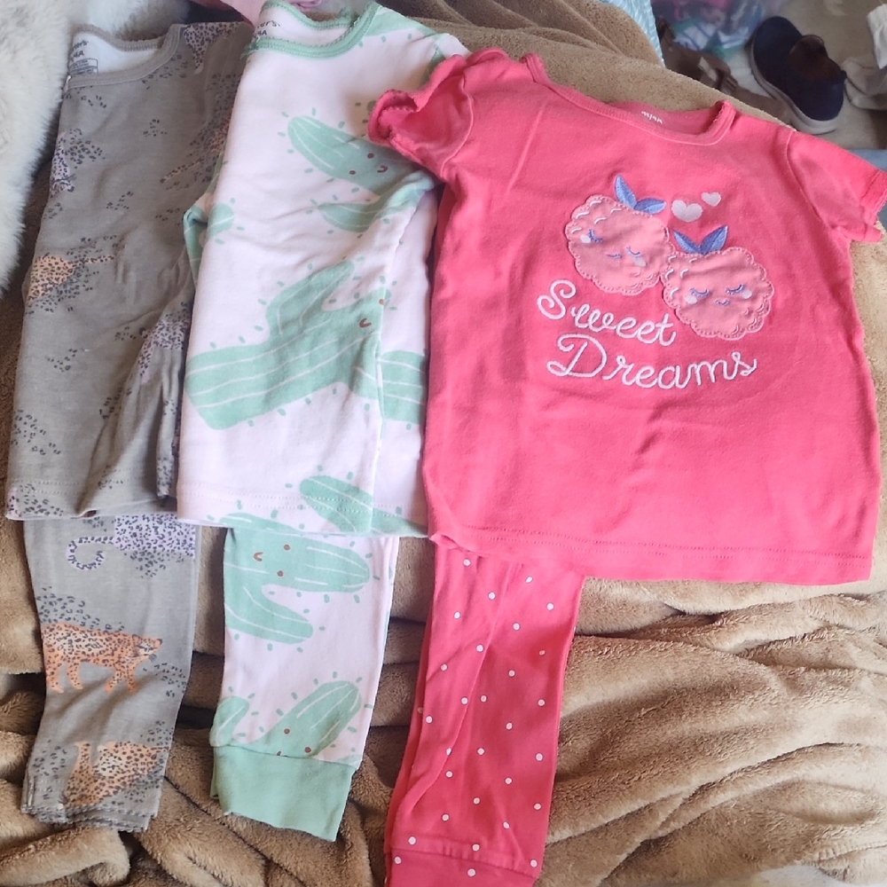 Sz 4T Carter's Short-Sleeve & Long Pant Cotton Pajama Sets